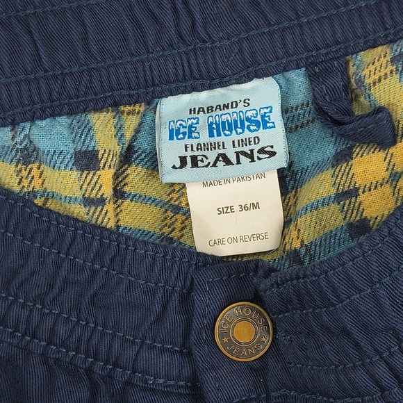 Habands Ice House Jeans Mens 36X30 M Flannel Lined Navy Blue Straight Fit Pants - Picture 4 of 16